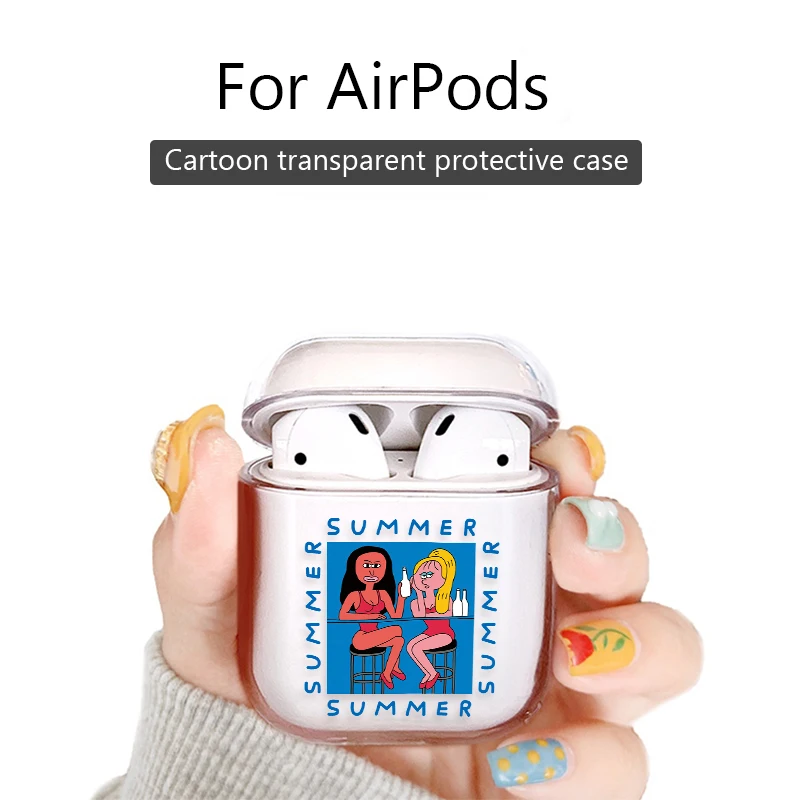Жесткий Чехол для наушников Apple Airpods 1/2 с милым мультяшным рисунком Bluetooth