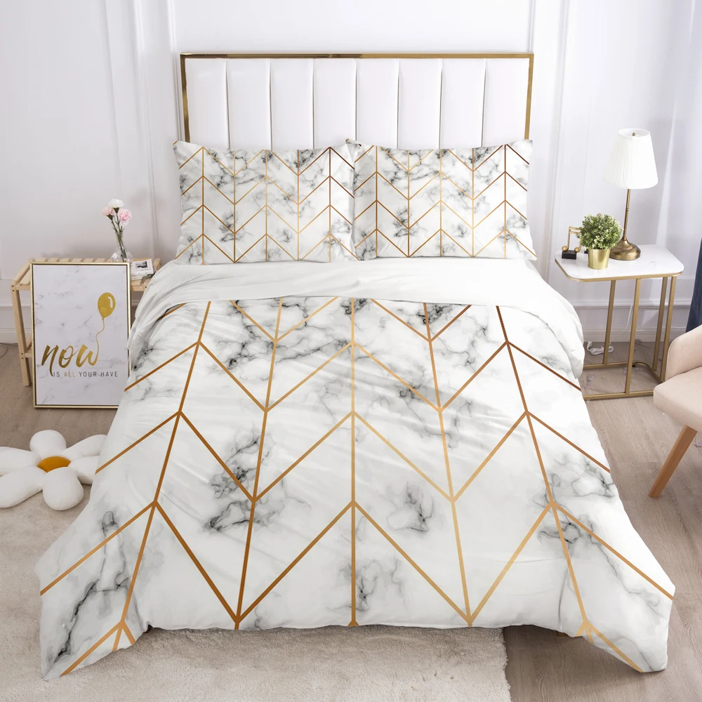 

3D Bedding set Comforter duvet Cover Pillowcases Luxury Bed linens Bed set Queen King Europe Russia Size Nordic Striped marble