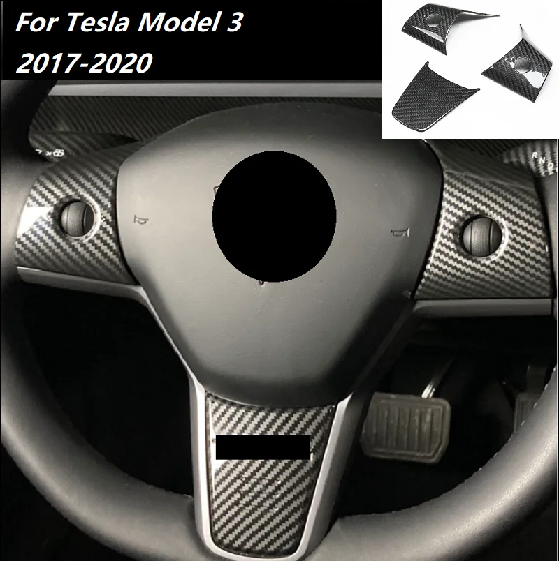 

Real Carbon Fiber for Tesla Model 3 Model Y Steering Wheel Trim Sticker Cover Frame True Carbon Interior Modification 2017-2022