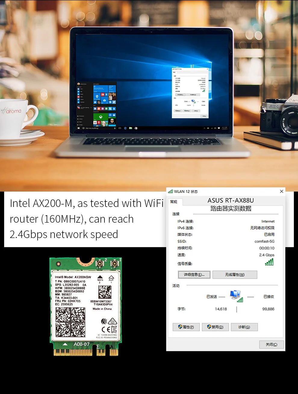Comfast CF-AX200-M 2400 Мбит/с двухдиапазонный 802.11ax Intel Wifi 6 AX200NGW M.2 беспроводной Wlan Wi-Fi карта адаптер для Intel BT5.0