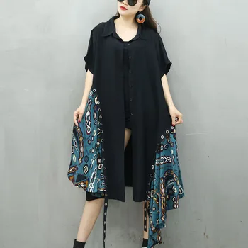 

Oversize Korean Womens Clothing Shirt 2020 Plus Size Vintage Printed Cotton Large Size Ladies Shirts Loose Batwing Cardigan Tops