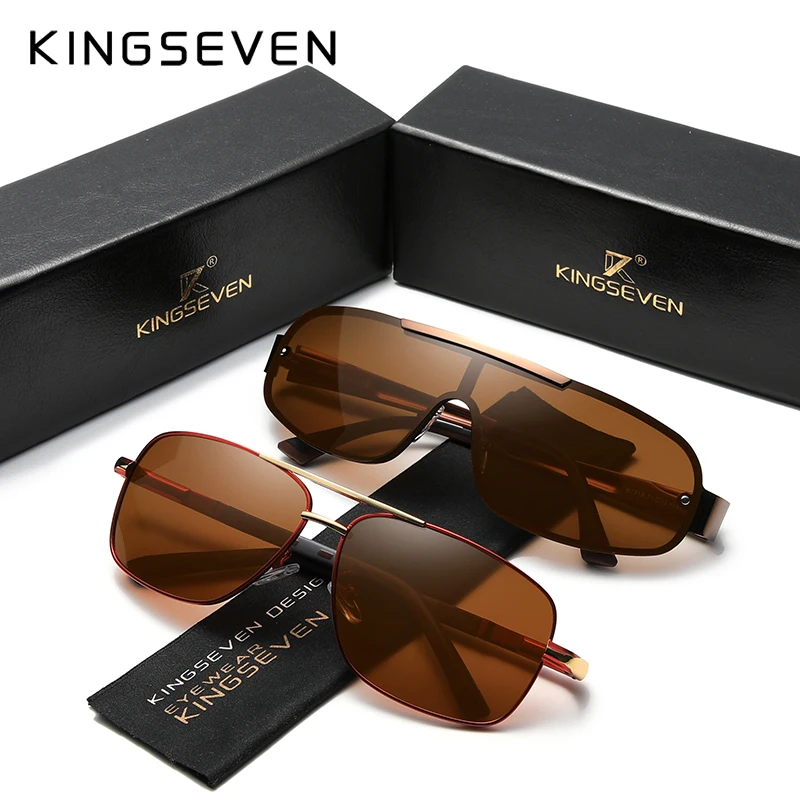 2PCS KINGSEVEN Brand Design Men's Glasses Polarized Lens Sunglasses