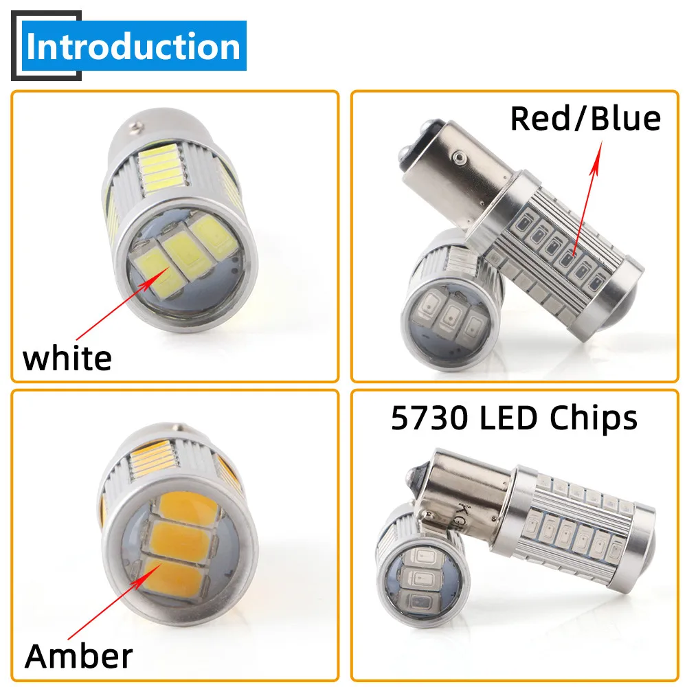 12V DC 5730 33 SMD 1156 BA15S p21w 1157 BAY15D p21/5w T20 3157 T25 7443 Car Led Turn Tail Signal Light White Red Amber Blue 2PCS led lights led car lights