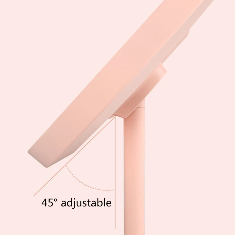 

Q1QD LED Lighted Desktop Makeup Mirror with Base Hooks USB Rechargeable Portable Stepless Dimming Lamp Cosmetic Vanity Mirror