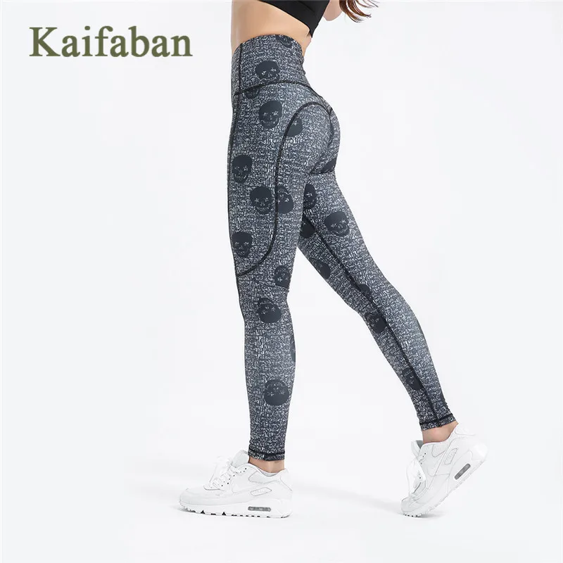 

Women Yoga Pants Harajuku Shantou Print Leggings Fitness High Waist Black Push Up Gym Clothing Track Running Workout Sports Wear
