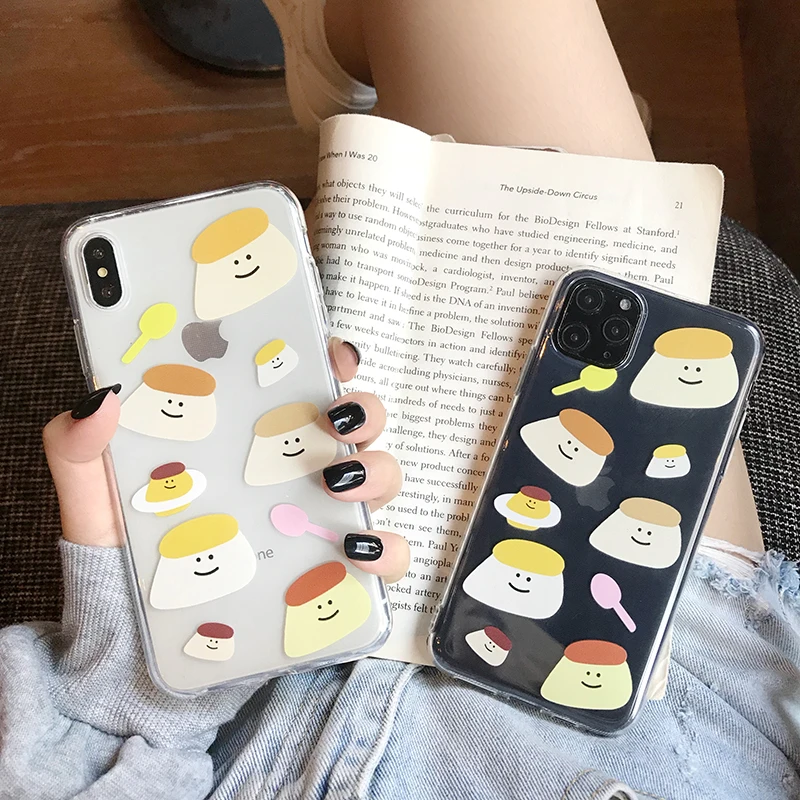 INS стильные милые чехлы для телефонов с пудингом для iPhone 11Pro Max 6 6s 7 8 Plus 11 X Xs Max Xr высококачественный прозрачный мягкий чехол Fundas Capa