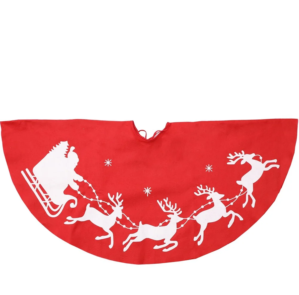 Принт с рождественским оленем Рождественская юбка для елки диаметр 100 см Высокое качество украшения реквизит для вечерние елочные коврики украшения красный ковер