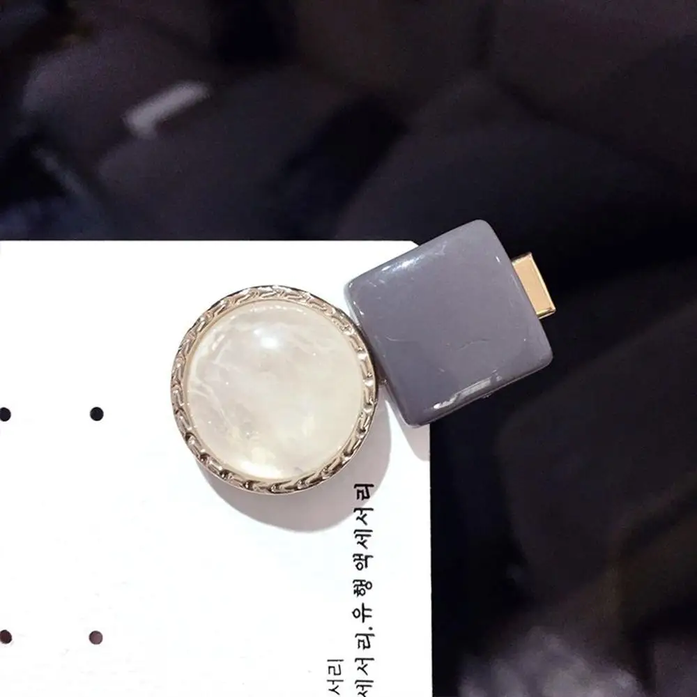 White Grey Square М мизм Ins модные заколки для волос для женщин девочек принцесса яркие квадратные круглые маленькие подарочные аксессуары для волос Головные уборы - Цвет: White Grey Square