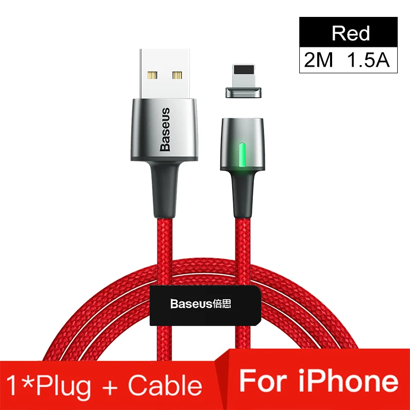 Магнитный кабель usb type-C из Baseus цинка для быстрой зарядки, USB-C провод для Iphone, Xiaomi, huawei, samsung, зарядный кабель type-C для передачи данных - Название цвета: Red 2M For Ip