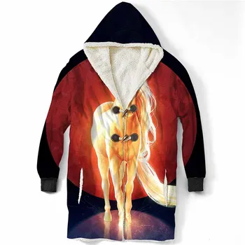 

3D Printed Personalized Cartoon Sun Yellow Horse Blanket Winter Thick Plush Throw Blanket For Man Travel Home Coat Jacket Cloak