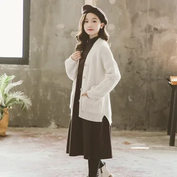 

Teenager Sweater For Girls Kids Cardigan Autumn Winter Teen Girls Clothes Children Knitted Sweater Coat Jacket 8 10 12 13 Years