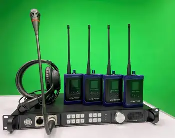 

Professional 4 channel long distance wireless intercom system with base station and belt packs