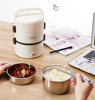 

220V 3 Layers Electric Lunch Meals Heating Box Multi Rice Cooker Mini Portable Multi Cooker EU/AU/UK/US Plug