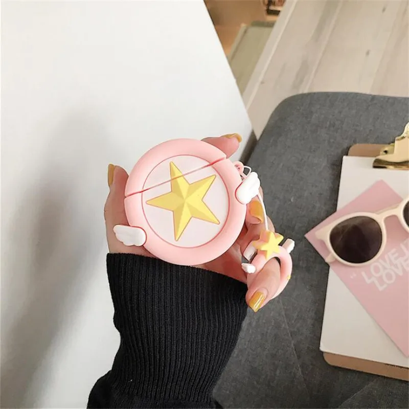 Star - Pink Мультфильм Аниме Сэйлор Мун Луна карточка с кошкой Captor SAKURA периферийный Косплей Airpods зарядная коробка силиконовый чехол подарок - Цвет: Star - Pink