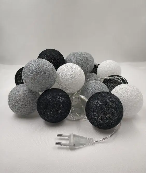 gray 3 м 20LED/6 м 40LED ватным тампоном, гирлянда светильник Свадебная вечеринка Рождество дома наружной отделки лампочка для гирлянд струны штепсельная вилка европейского стандарта - Испускаемый цвет: gray