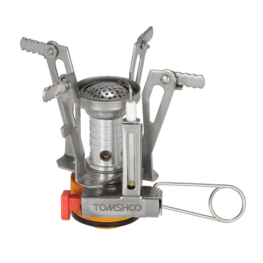 Mini Backpacking Canister Stove Burners Camping Outdoor Cooking Foldable Hiking Supply Butane Propane Canister Compatible