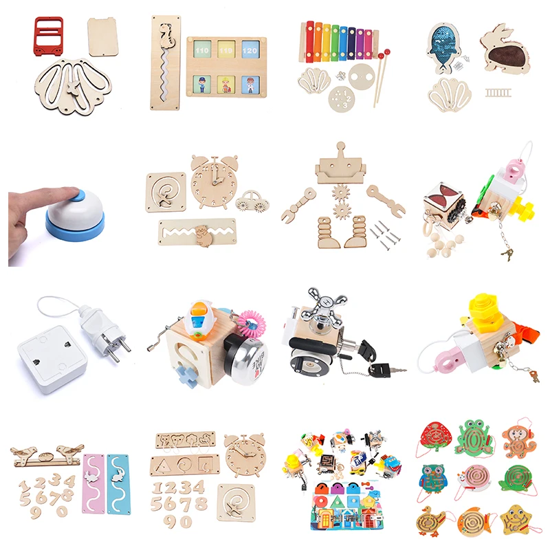 1set Children Busy Board DIY Toys Baby Montessori Sensory Activity Board Accessories