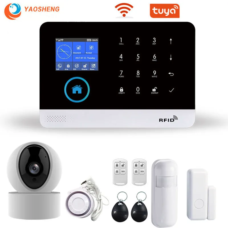 TUYA WIFI GSM сигнализация Система безопасности умный дом приложение управление с IP камерой детектор дыма беспроводной умный дом охранные сигнализации|Комплекты для сигнализации|   | АлиЭкспресс