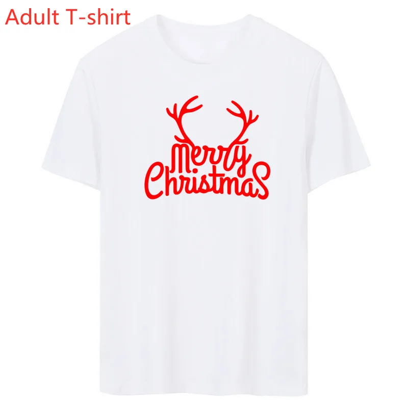 Nuevos conjuntos familiares a juego de Feliz Navidad, camiseta blanca para madre, padre, niño y bebé, ropa navideña a juego, look familiar