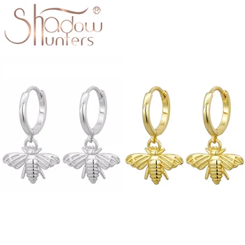 

SHADOWHUNTERS Authentic 925 Sterling Silver Honey Bee Hoop Huggies Earrings Femme Women Wedding Earrings Silvr 925 Jewelry