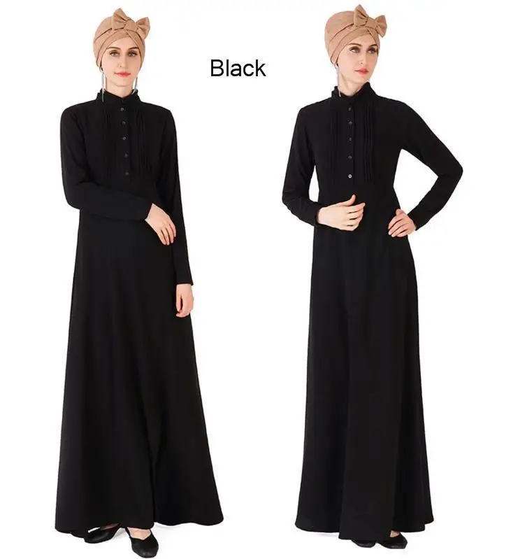 6 Color Classic Muslim Long Dresses Abaya Kaftan Robe Muslim Robe Long Sleeve Malaysia Kimono Moslemisches Elegante Retro Dress