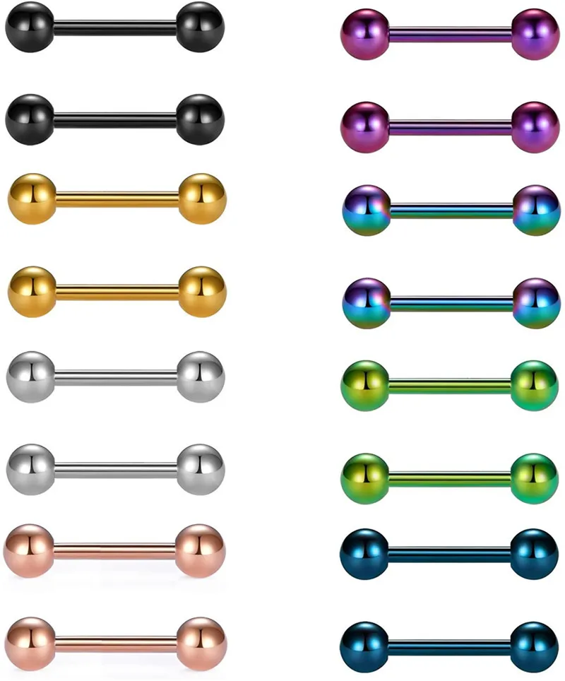 Пирсинг для сосков из хирургической стали 14 г 1/2 дюйма|Украшения тела| |