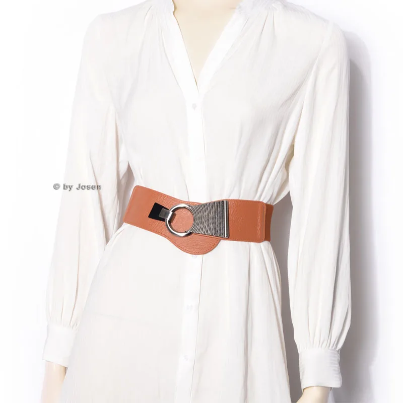 

2021 New Vintage Wide Women Belt VD1780 Black Brown Elastic Punk Gothic cinto masculino Waist PU Leather Belts