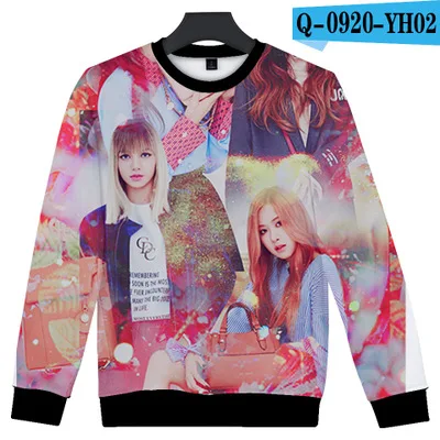 Корейский KPOP BTS 3D толстовки Женская обувь черного, розового цвета монолитным толстовка с капюшоном Camisas Feminina KPOP одежда с принтом Blackpink - Цвет: Хаки