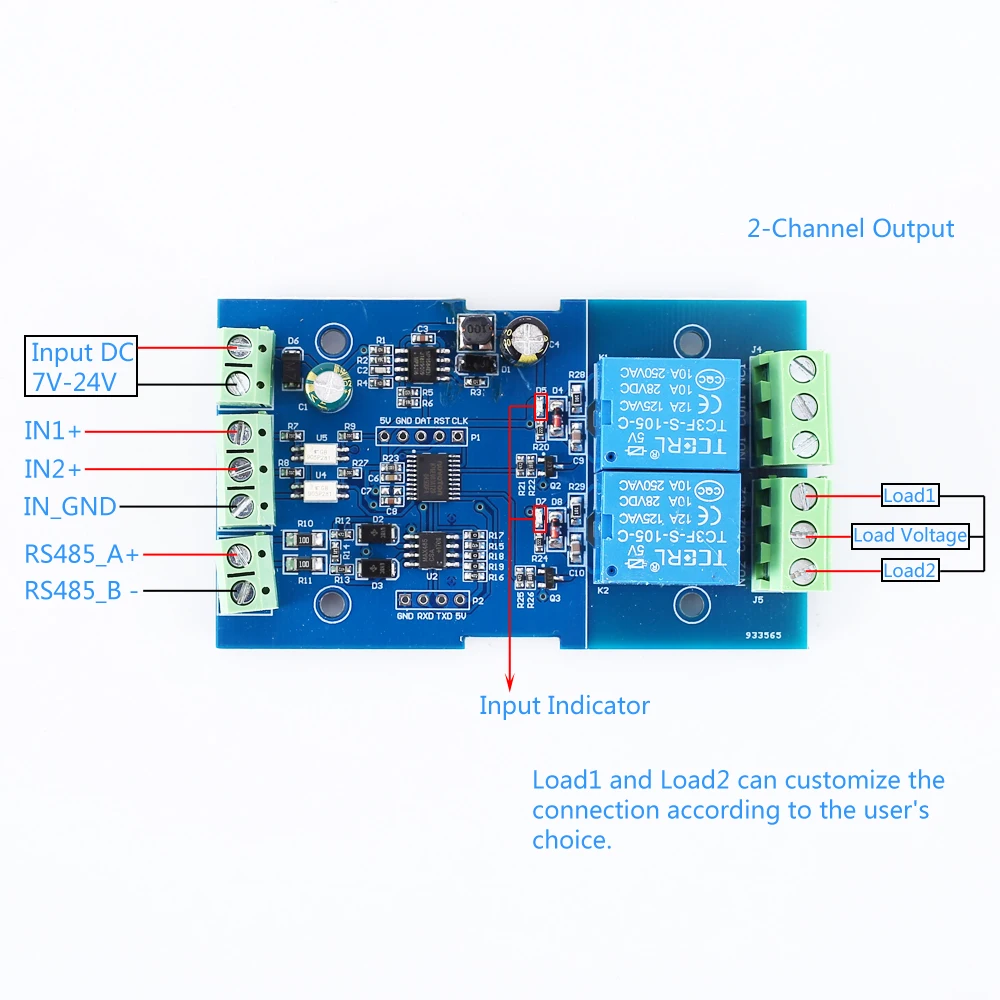 Двойной модуль реле Modbus 2 бит Modbus-RTU переключатель сигнала вход выход RS485 ttl контроллер