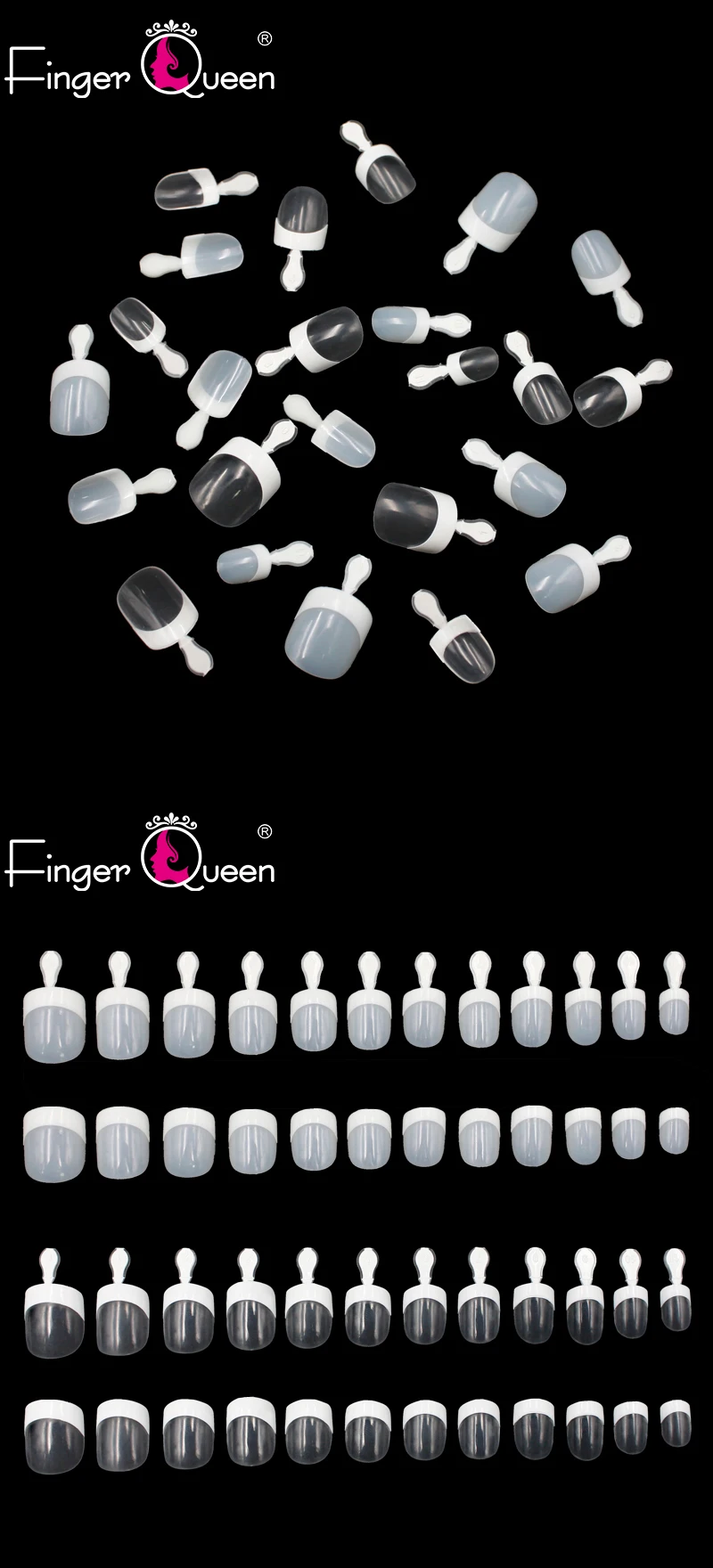 Fingerqueen 100 шт+ коробка удобный ложный гвоздь полностью покрыты поддельные ногти белый/прозрачный/натуральные круглые гвозди
