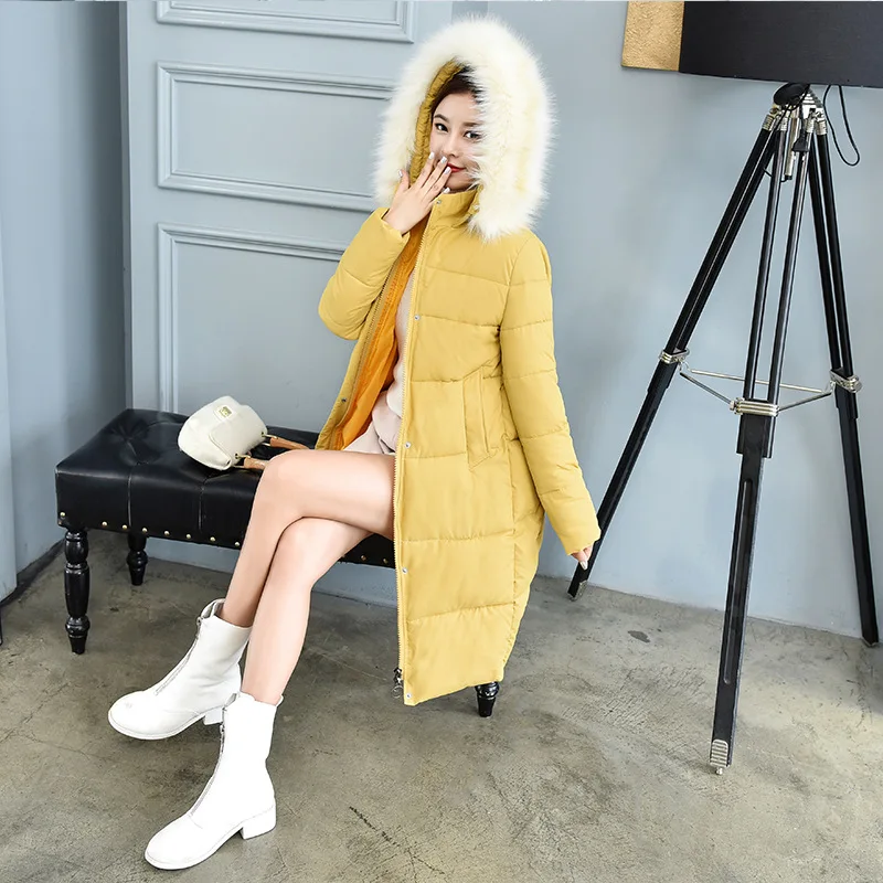 

Foreign Trade Mid-length Cotton-padded Clothes Women's 2019 New Style Cotton Coat Winter Thick Slim Fit Slimming over-the-Knee d