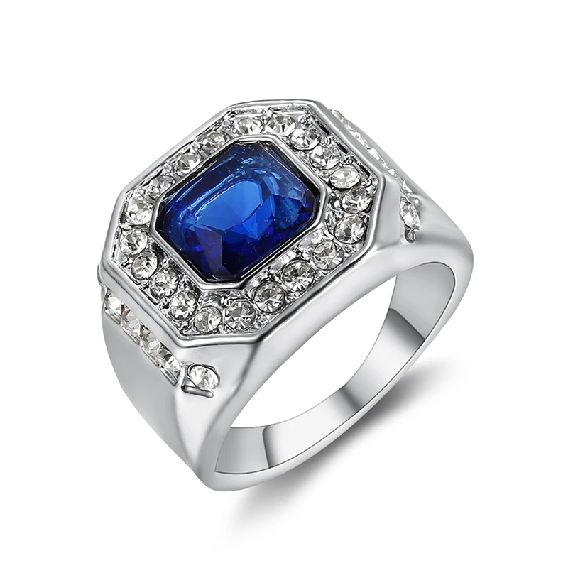 Shengmei Винтажное кольцо с голубым Цирконом для мужчин модное высококачественное мужское ювелирное свадебное кольцо Bague Homme SP304