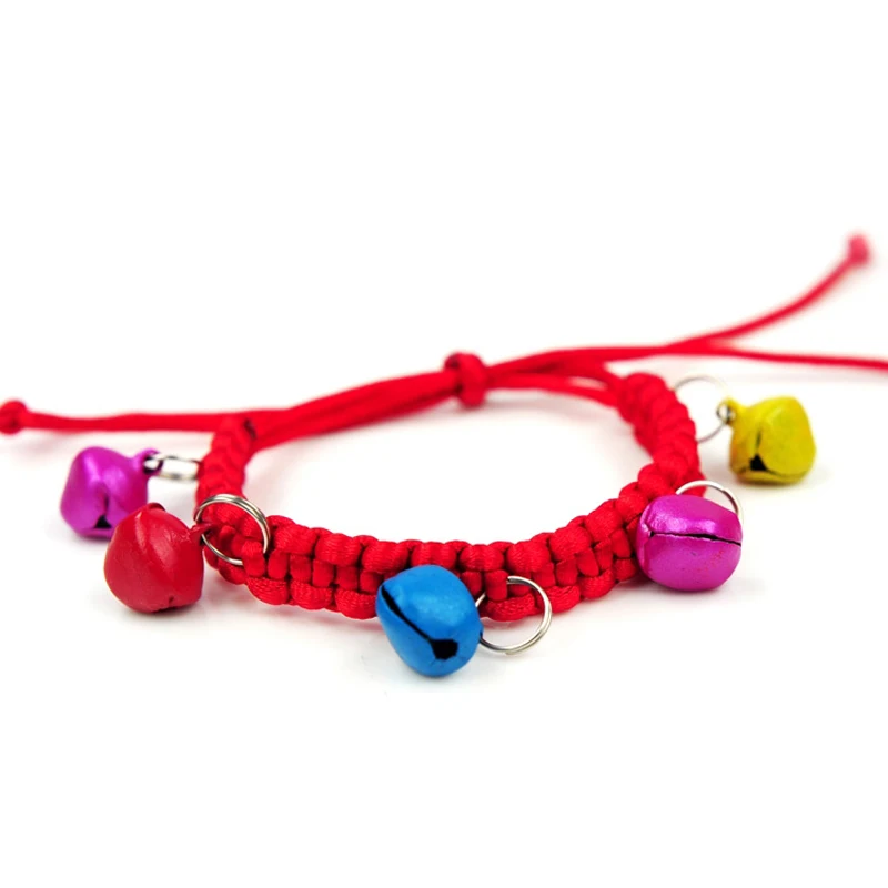 Adjustable Nylon Dog Collars Pet Collars With Bells Braided Necklace Collar For Little Dogs Cat Collars Pet Supplies Accessories
