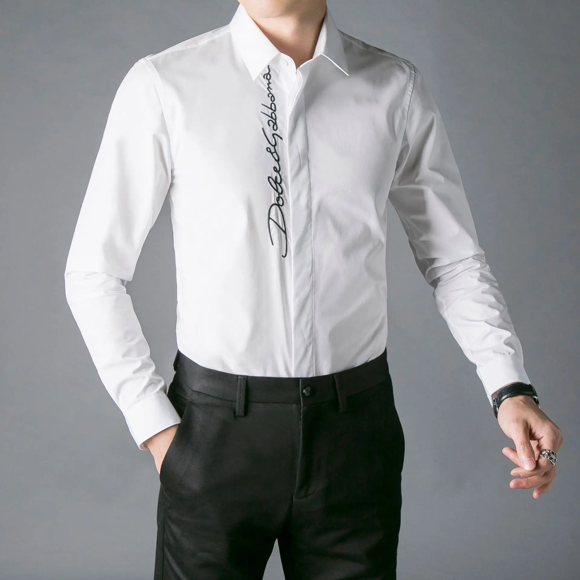 Европейская мода, мужская рубашка, Лидирующий бренд, деловая Мужская одежда, рубашки с длинным рукавом, тонкая сорочка, homme, высокое качество, хлопковые рубашки