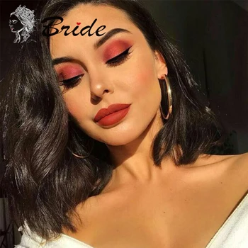 

BRIDE Short Synthetic Wigs Water Wave Wigs Natural Black Soft Wig For Women With Heat Resistant With Free Cap Hair Party Daily