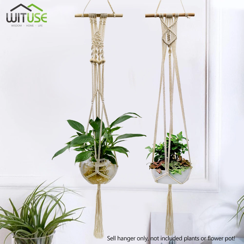 

WITUSE Macrame Plant Hanger Hook Pot Holder Handmade 100% Cotton Cord Plant Hanger Hanging Basket Holder Simple/tassel
