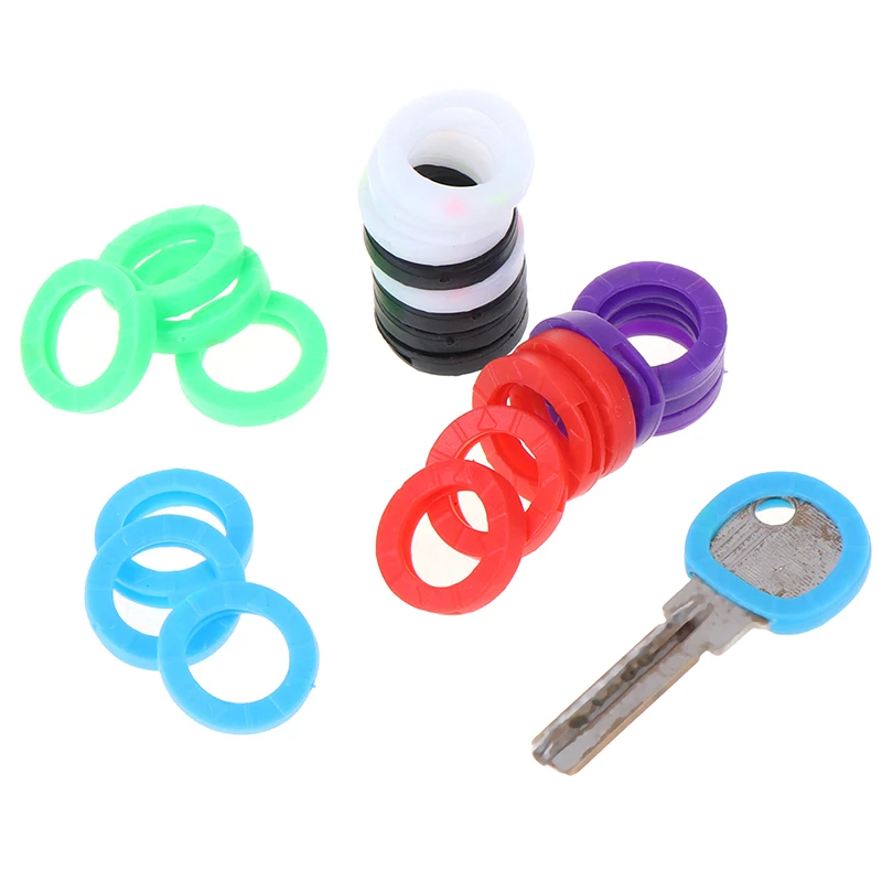 24pcs/set Bright Colors Hollow Multi Color Rubber Soft Keys Locks Cap Key Covers Topper Keyring Elastic Case Round Soft Silicone