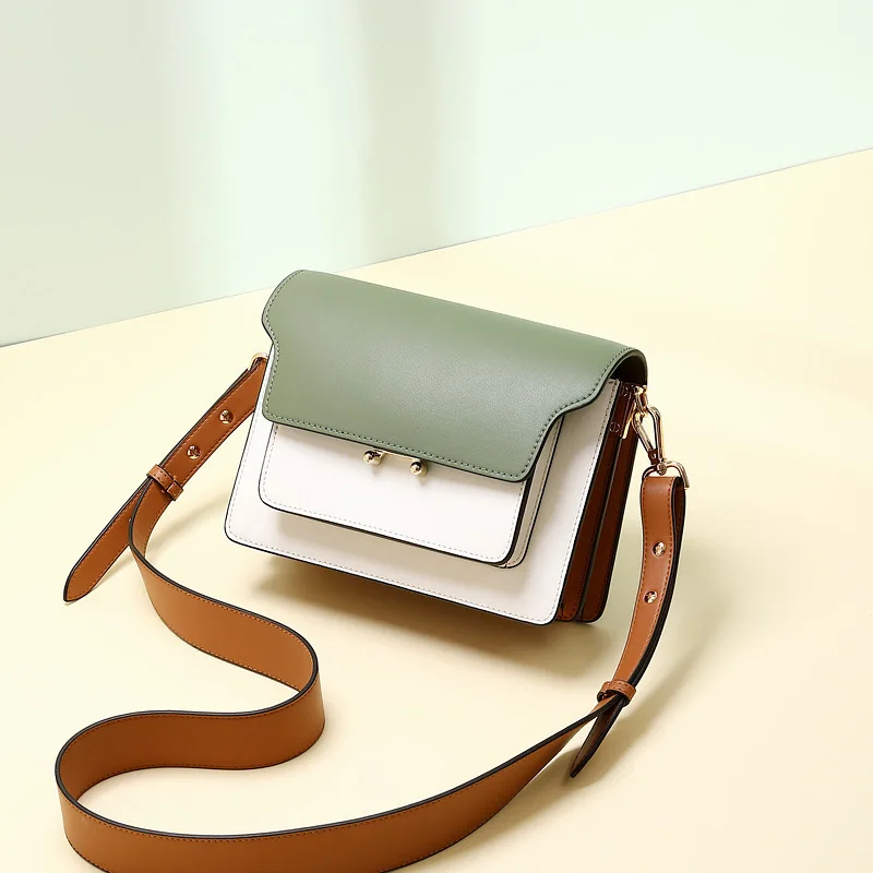 WOMEN'S Bag 2019 Nieuwe Stijl Mode Echt Lederen Schoudertas Brede Schouder met Netto Rode Orgel Veelzijdige Westerse Stijl Vierkante WOMEN'S Bag 2019 Nieuwe Stijl Mode Echt Lederen Schoudertas Brede Schouder met Netto Rode Orgel Veelzijdige Westerse Stijl Vierkante