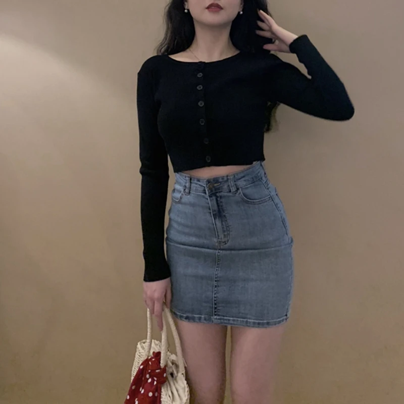 Белый черный кардиган kawaii кардиган до талии Женский вязаный укороченный свитер корейский стиль женские свитера милые винтажные осенние