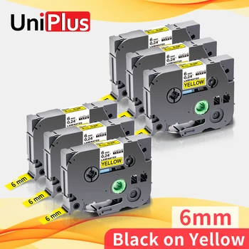 

UniPlus 6PK tze611 tz611 Black on Yellow tze Tape 6mm*8m 1/4" Compatible Brother P touch Brother Marker Printer Ribbon GL200 105