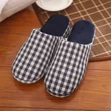 Зимние мужские хлопковые тапочки в клетку; Мужская зимняя теплая Домашняя обувь на нескользящей подошве; теплые тапочки на мягкой толстой подошве; 12,9