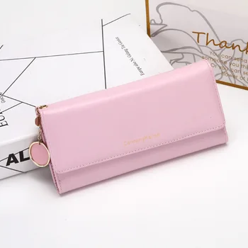 

2020 new women wallet women's long section leather European and American women's buckle wallet chains Bolsas Feminina