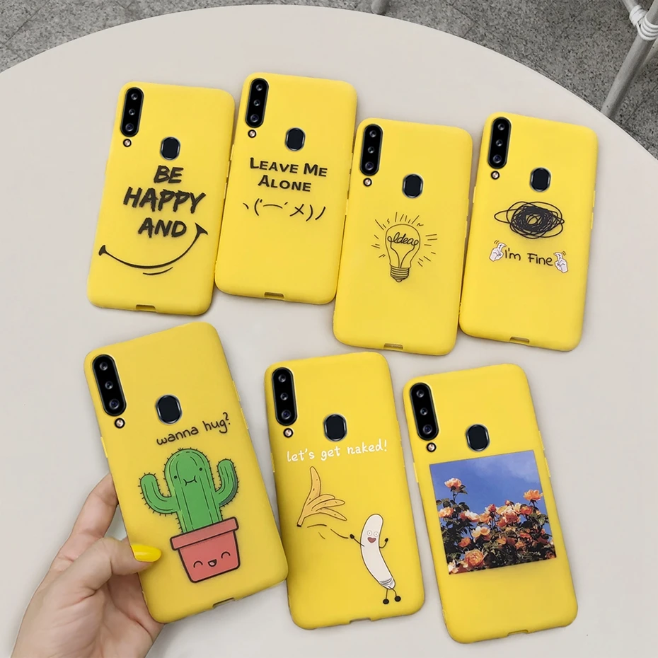 Чехол для Samsung Galaxy A20 A20e A20s мягкий силиконовый желтый чехол из ТПУ с рисунком A 20 s 20e
