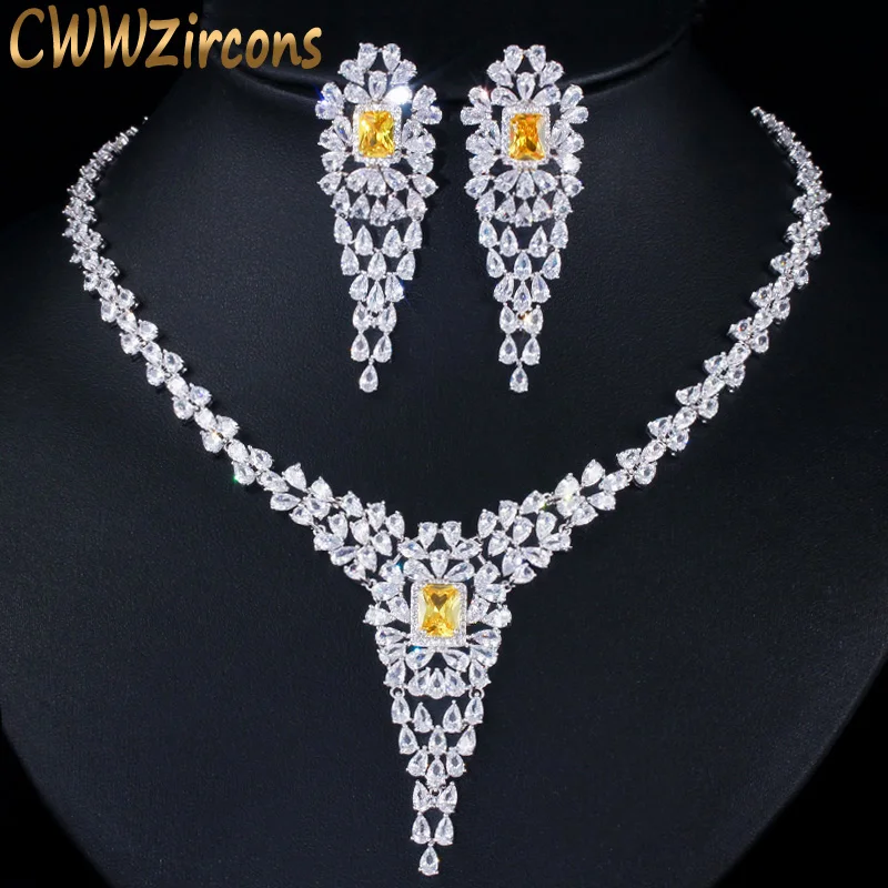 Женский ювелирный комплект из жёлтого кристалла с фианитом|costume jewelry set|jewelry setsquality