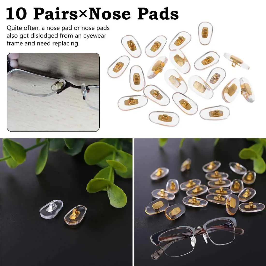 

Comfortable Rubber Silicone Silver Nose Pad 10 Pairs/Lot Golden PVC Glasses Anti Slip Aluminum Conductor Nose Pads