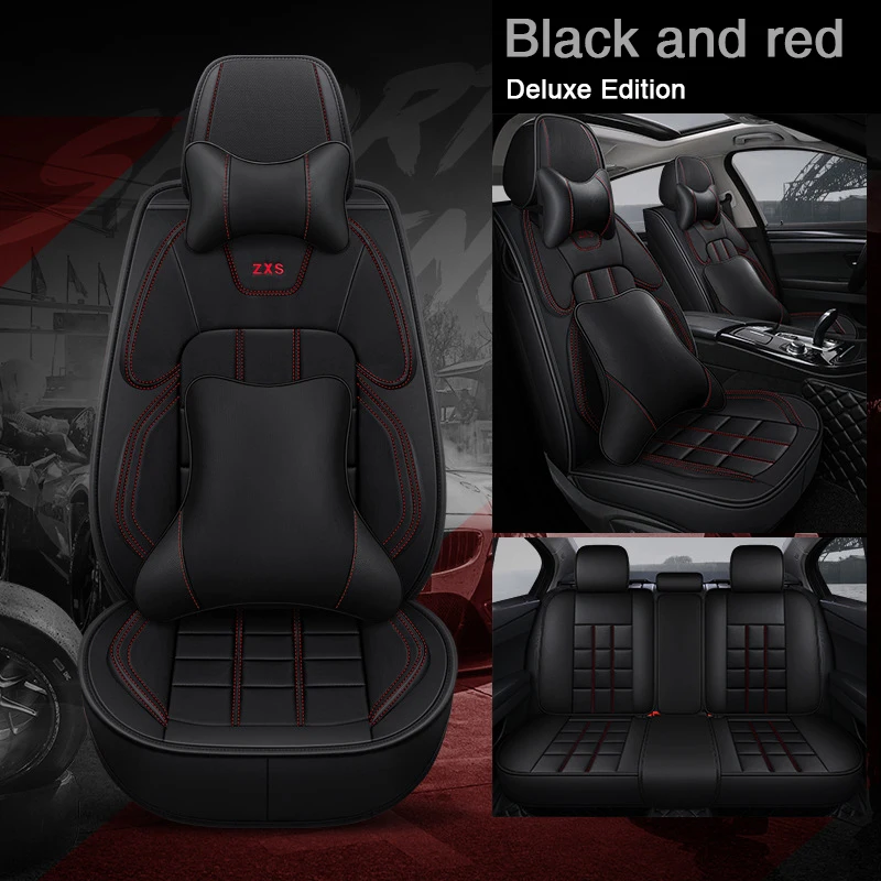 Black and red A Специальный кожаный чехол для автомобильного сиденья, подушка для автомобильного сиденья, чехлы для автомобильных сидений, универсальные Соединенные поставки - Название цвета: Black and red A