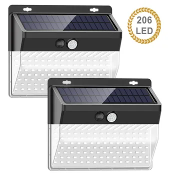 

206LED Outdoor Solar Powered Light Waterproof IR Motion Sensor Wall Mounted Light for Garden Patio Porch Decoration