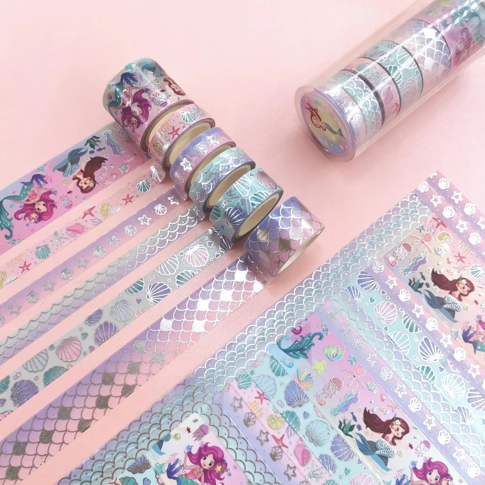 

6rolls/set Washi Tape Set The Legend of Mermaid Diary Notebook DIY Decor Sticker Girl Birthday Gift Office Supplies
