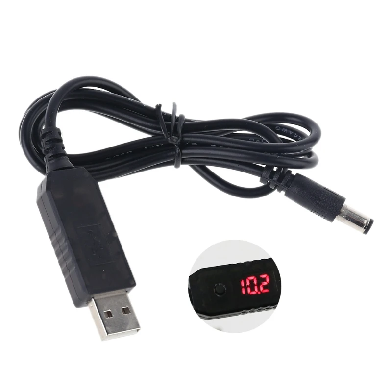 

QC3.0 USB to 5V 9V 12V Adjustable Voltage 5.5x2.5mm Power Cable for Router LED X6HA
