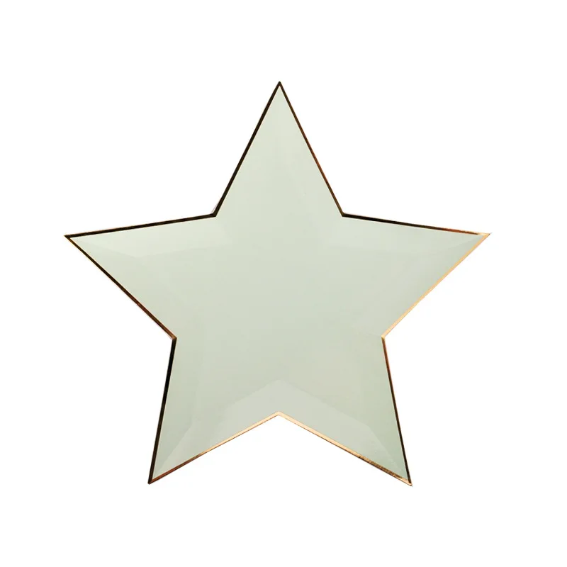 8PCS light green Одноразовая посуда Свадебные украшения 8 шт/1 упаковка сплошной цвет пятиконечная звезда бумажный Лоток День Рождения украшения Дети - Цвет: 8PCS light green